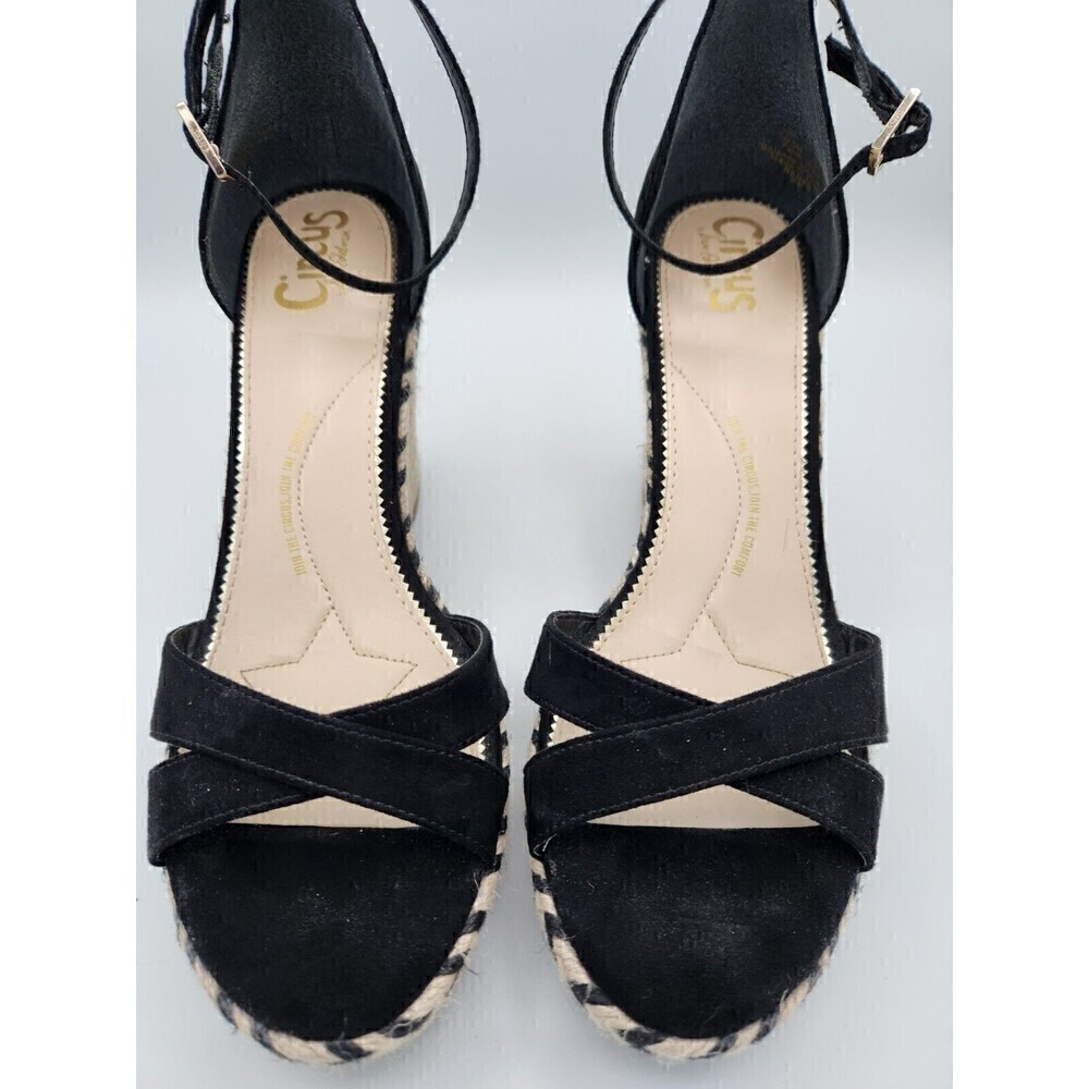 circus by sam edelman espadrilles black velvet strappy sz 9.5 Wedge - Picture 1 of 5